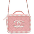 CHANEL CC Fidigree Chain Vanity Bag Pink/WhiteA93342 Caviar Leather Size Small