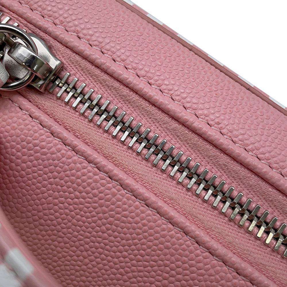 CHANEL CC Fidigree Chain Vanity Bag Pink/WhiteA93342 Caviar Leather Size Small