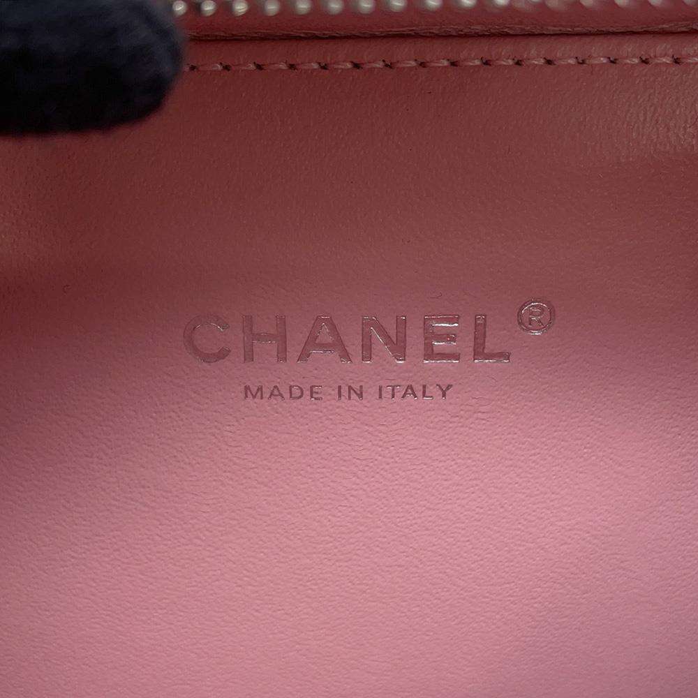 CHANEL CC Fidigree Chain Vanity Bag Pink/WhiteA93342 Caviar Leather Size Small