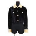 CHANEL Velvet Tweed Jacket Size 38 Black/BeigeP73311 Rayon80% Silk 18% Polyester2%