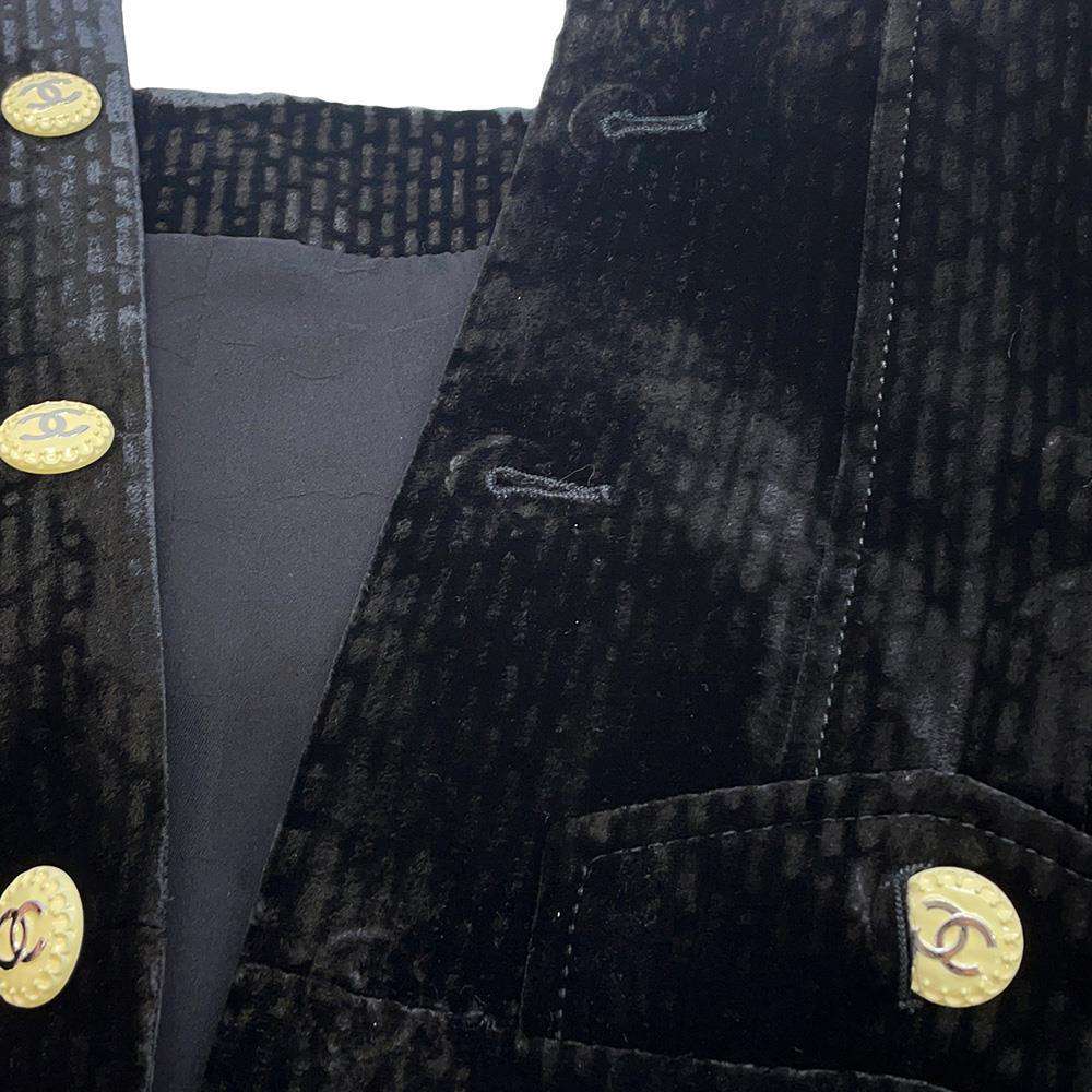 CHANEL Velvet Tweed Jacket Size 38 Black/BeigeP73311 Rayon80% Silk 18% Polyester2%
