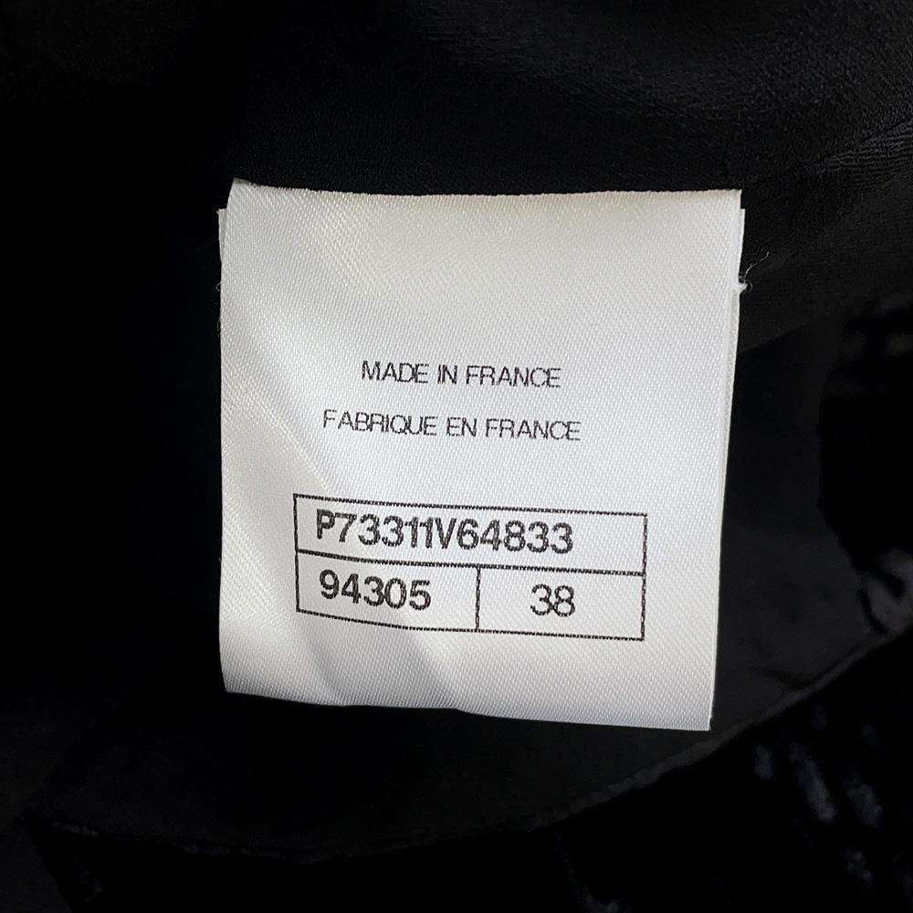CHANEL Velvet Tweed Jacket Size 38 Black/BeigeP73311 Rayon80% Silk 18% Polyester2%