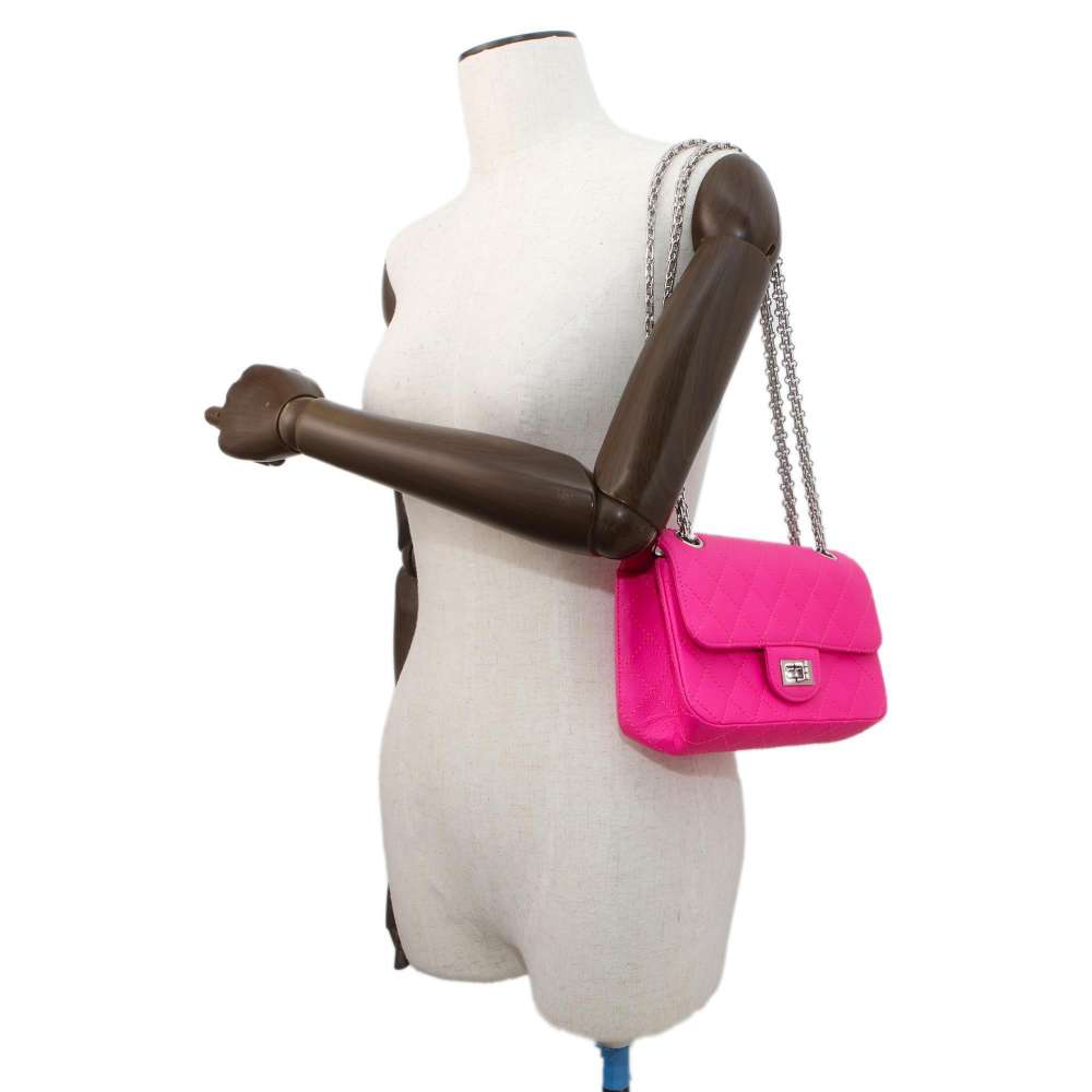 CHANEL 2.55 ChainShoulder Bag shocking pinkAS0874 Leather Size Mini