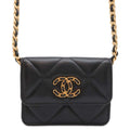 CHANEL 19 Chain Coin purse Black Lambskin