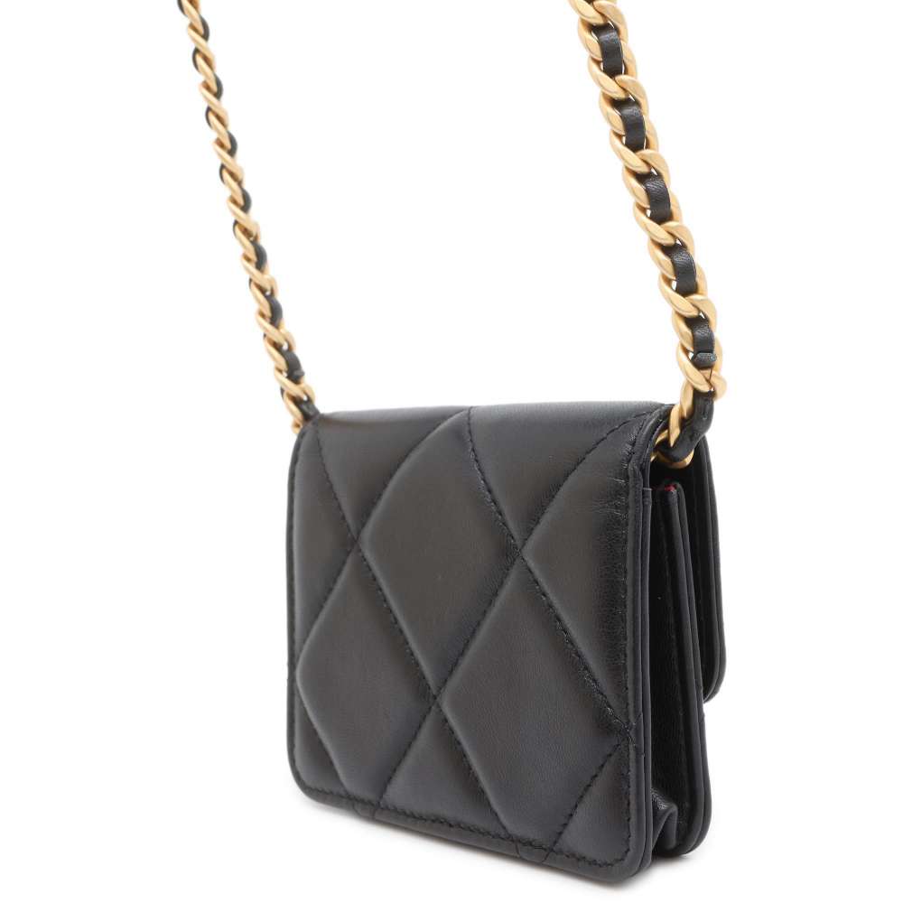 CHANEL 19 Chain Coin purse Black Lambskin