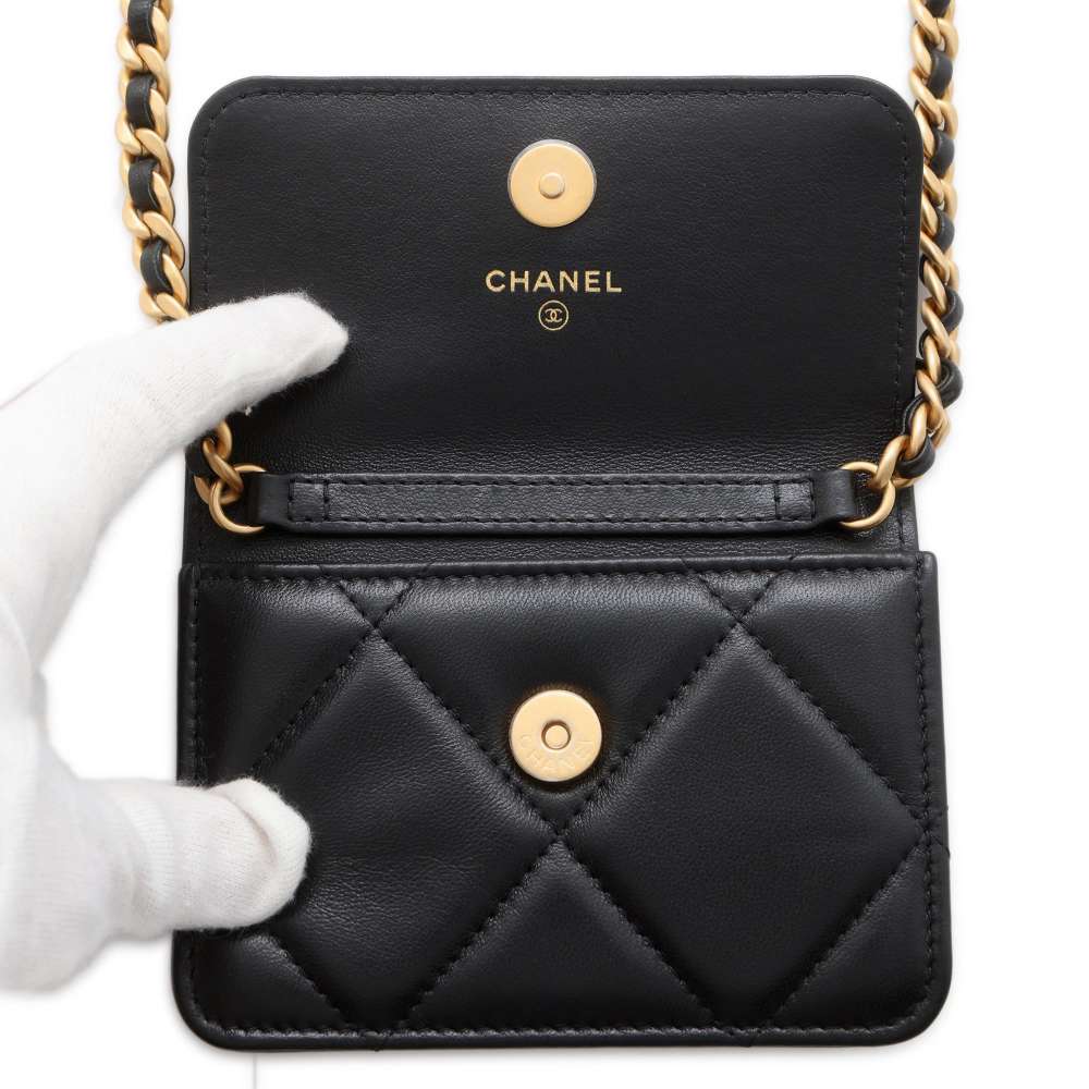CHANEL 19 Chain Coin purse Black Lambskin