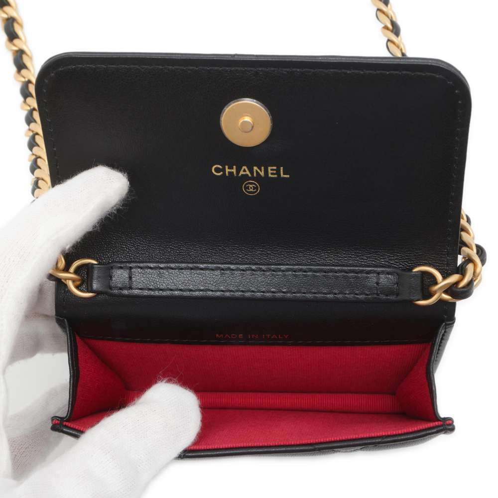 CHANEL 19 Chain Coin purse Black Lambskin