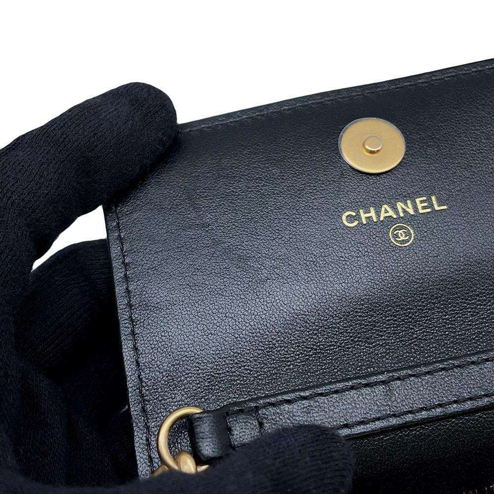 CHANEL 19 Chain Coin purse Black Lambskin