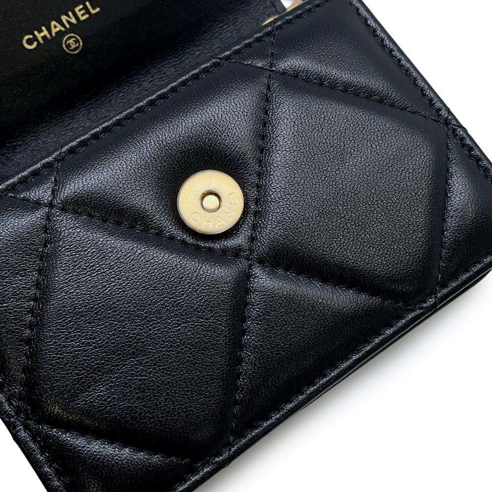 CHANEL 19 Chain Coin purse Black Lambskin