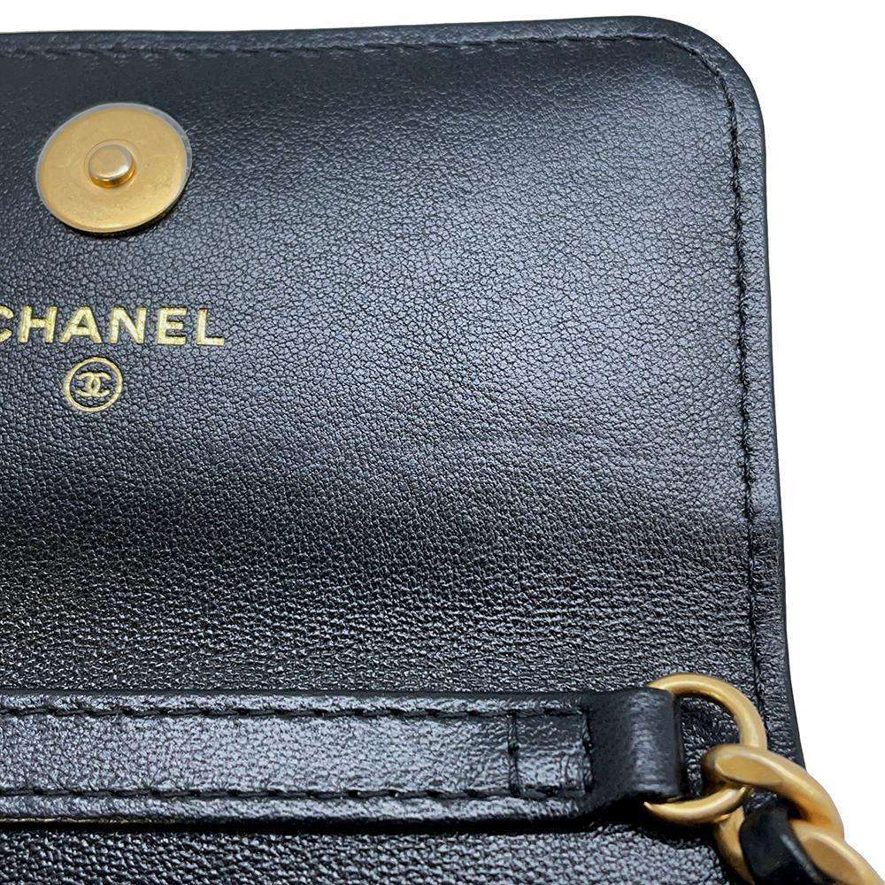 CHANEL 19 Chain Coin purse Black Lambskin