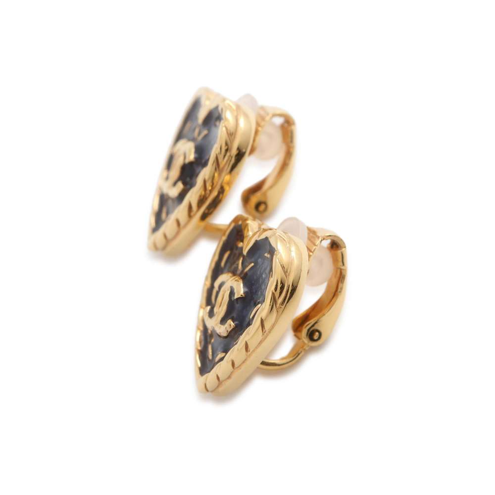 CHANEL Heart Earring Gold/BlueABD153 Metal