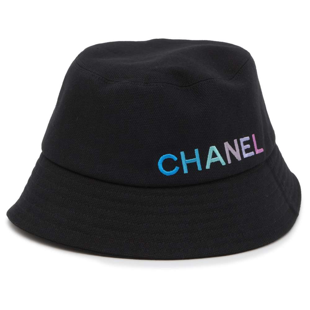 CHANEL logo bucket hat Size M Black/MulticolorAA9703 Cotton100%