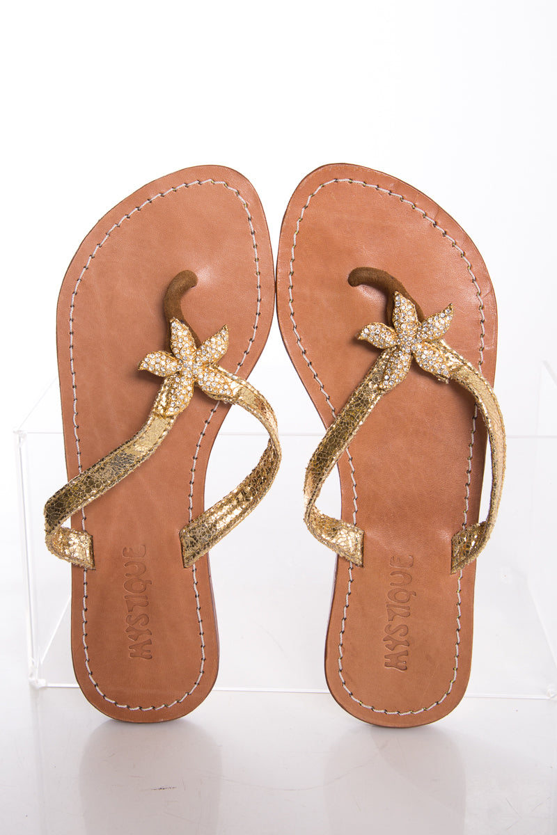 Mystique Brown & Gold Sandals SZ 6