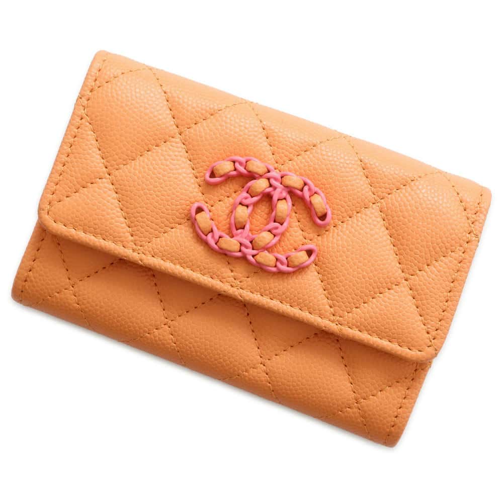 CHANEL Flap Card Case OrangeAP3717 Caviar Leather