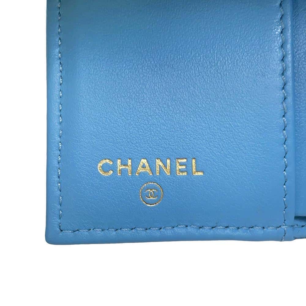 CHANEL Matelasse flap wallet Light BlueAP3397 Caviar Leather