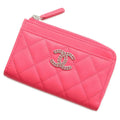 CHANEL Matelasse Fragment Card Case PinkAP3836 Caviar Leather