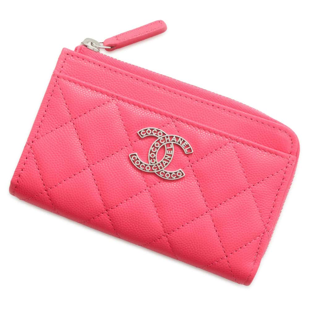 CHANEL Matelasse Fragment Card Case PinkAP3836 Caviar Leather