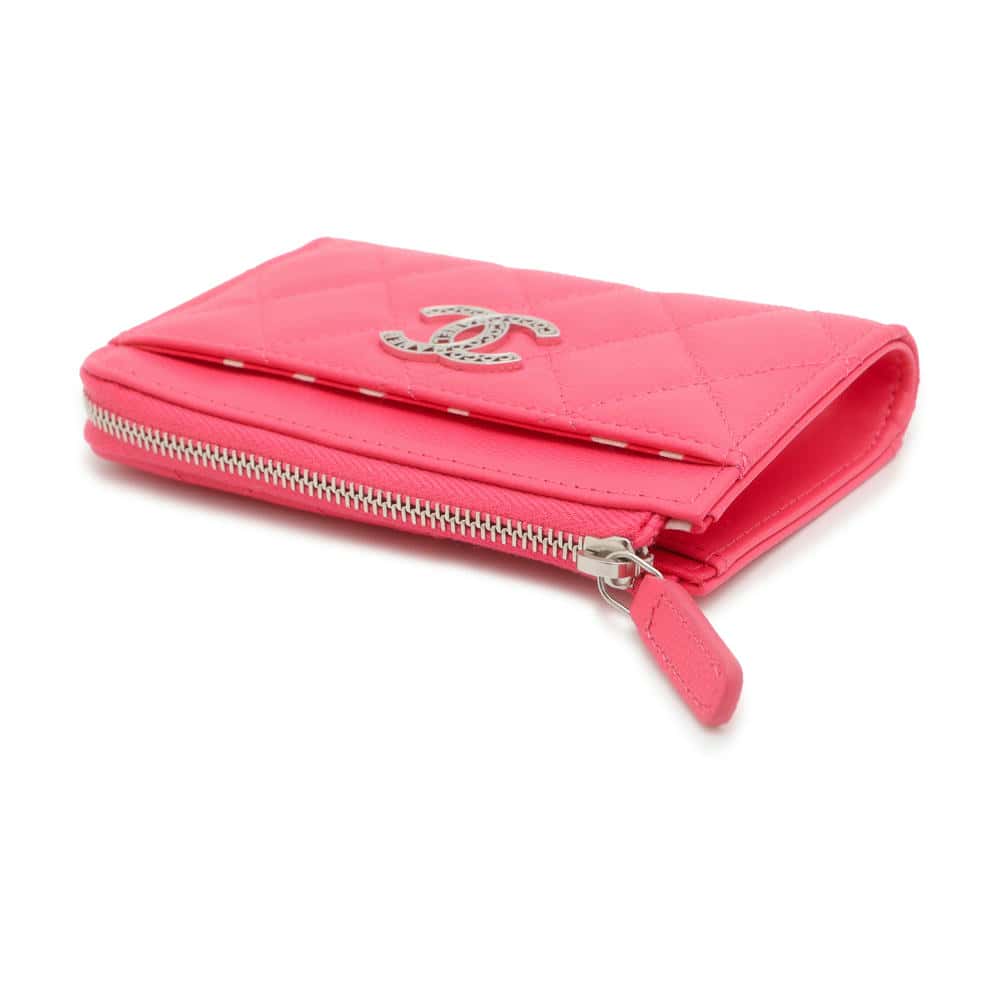 CHANEL Matelasse Fragment Card Case PinkAP3836 Caviar Leather