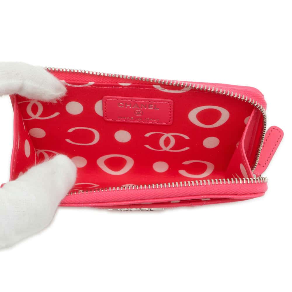 CHANEL Matelasse Fragment Card Case PinkAP3836 Caviar Leather