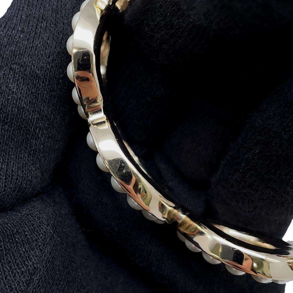 CHANEL Coco Motif Bracelet Size S Champagne Gold Metal Faux Pearl