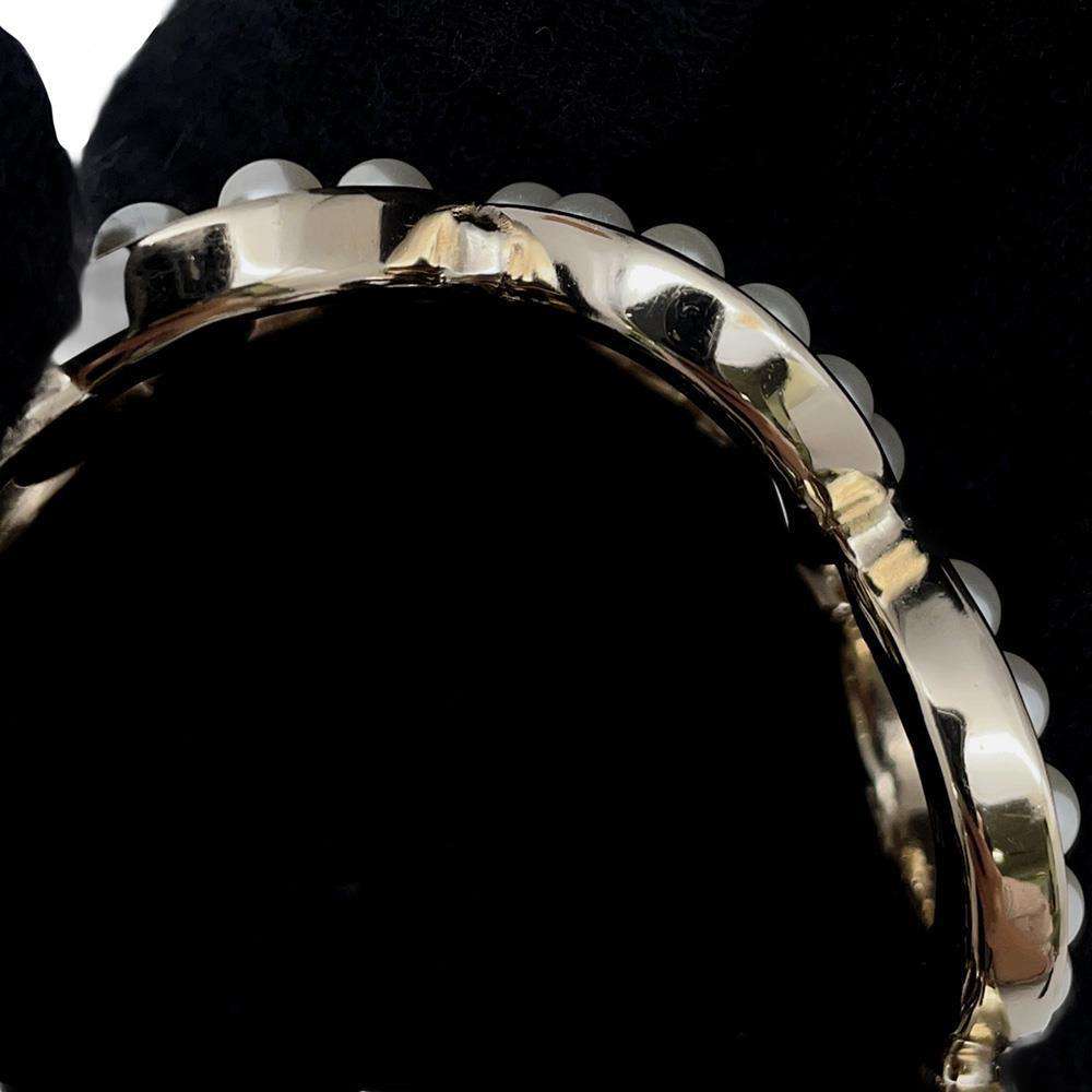 CHANEL Coco Motif Bracelet Size S Champagne Gold Metal Faux Pearl