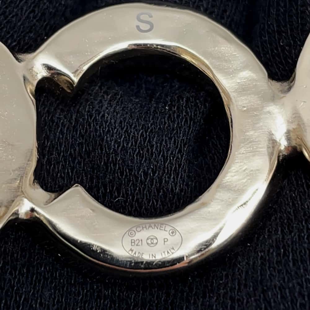 CHANEL Coco Motif Bracelet Size S Champagne Gold Metal Faux Pearl