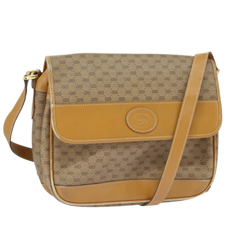 GUCCI Micro GG Supreme Shoulder Bag PVC Beige Gold 99301