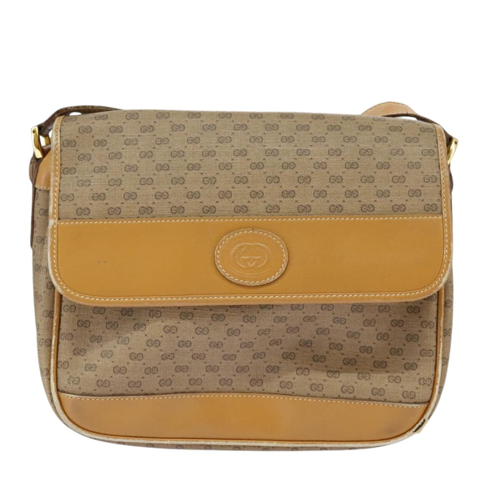 GUCCI Micro GG Supreme Shoulder Bag PVC Beige Gold 99301