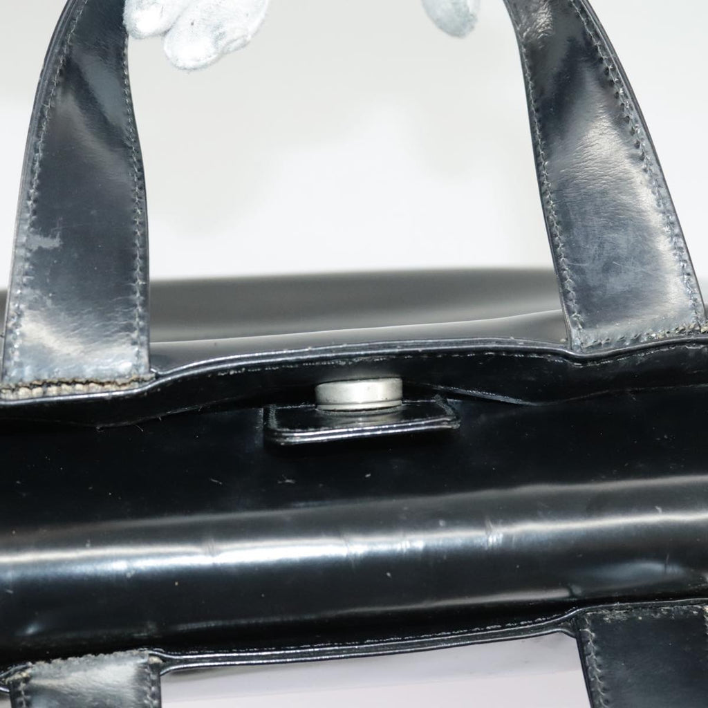 GUCCI Hand Bag Enamel 2way Black Silver 000 2058 0504 5 99303