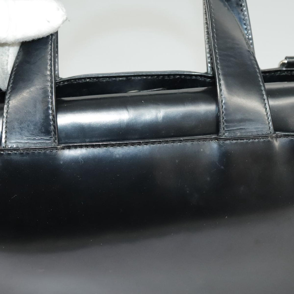 GUCCI Hand Bag Enamel 2way Black Silver 000 2058 0504 5 99303