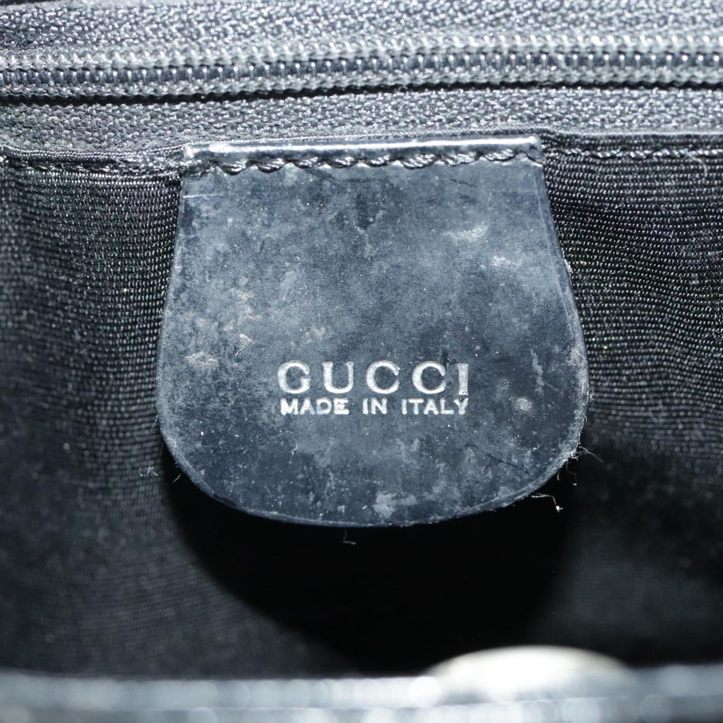 GUCCI Hand Bag Enamel 2way Black Silver 000 2058 0504 5 99303