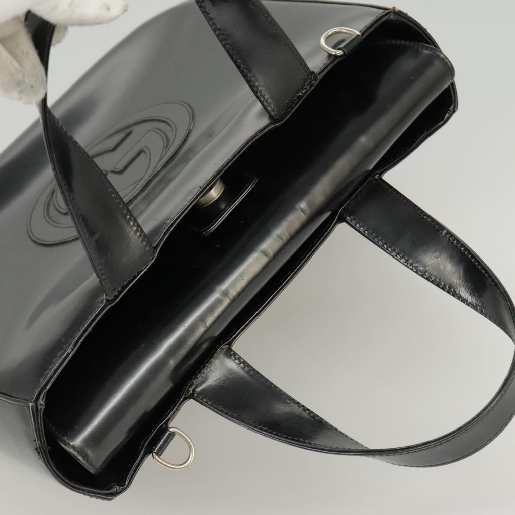 GUCCI Hand Bag Enamel 2way Black Silver 000 2058 0504 5 99303