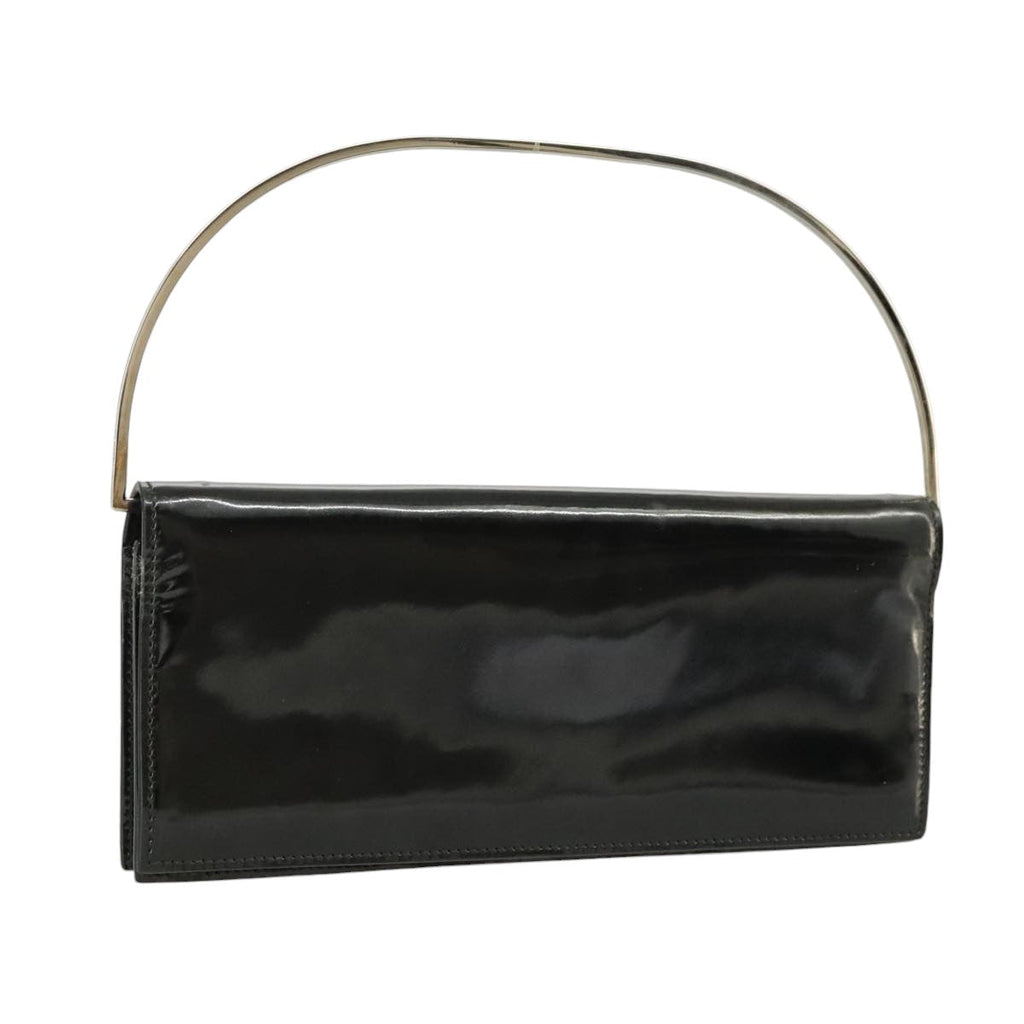 GUCCI Hand Bag Enamel Black Silver 99304
