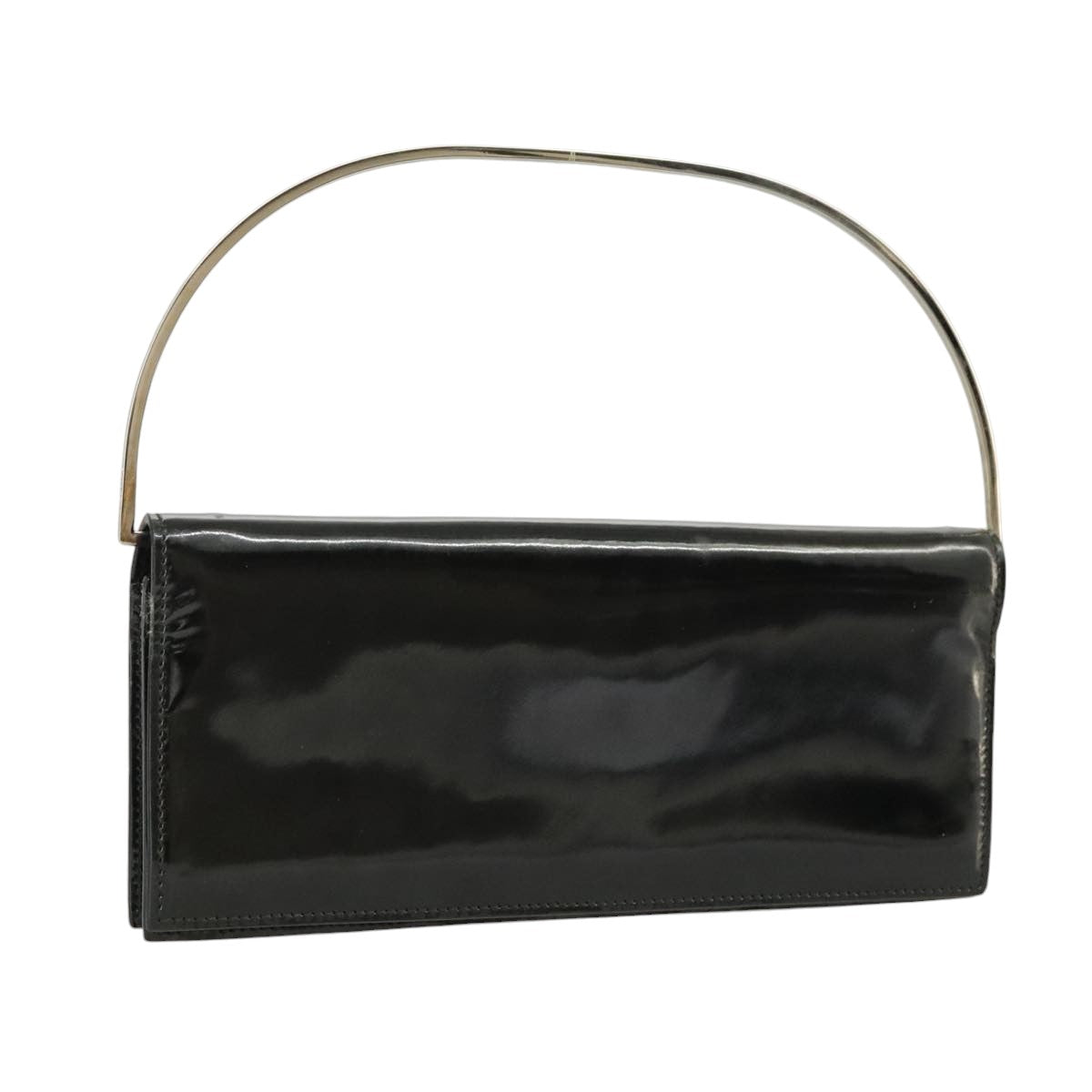 GUCCI Hand Bag Enamel Black Silver 99304