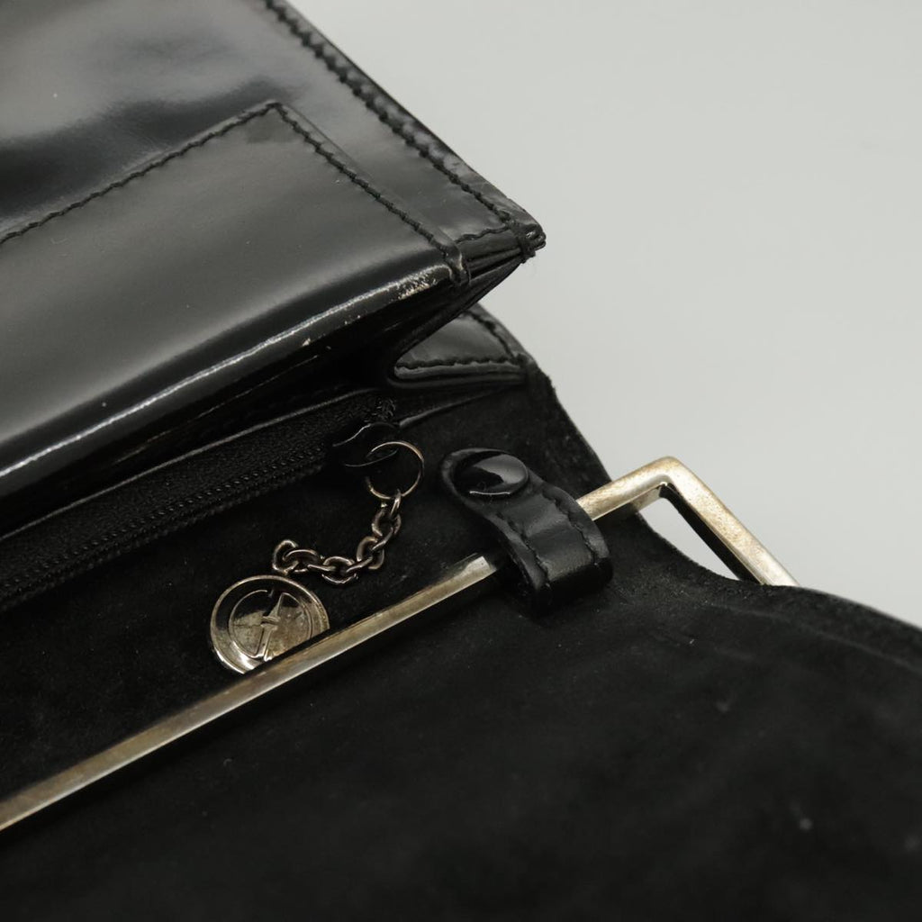 GUCCI Hand Bag Enamel Black Silver 99304