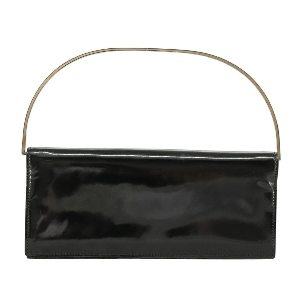 GUCCI Hand Bag Enamel Black Silver 99304