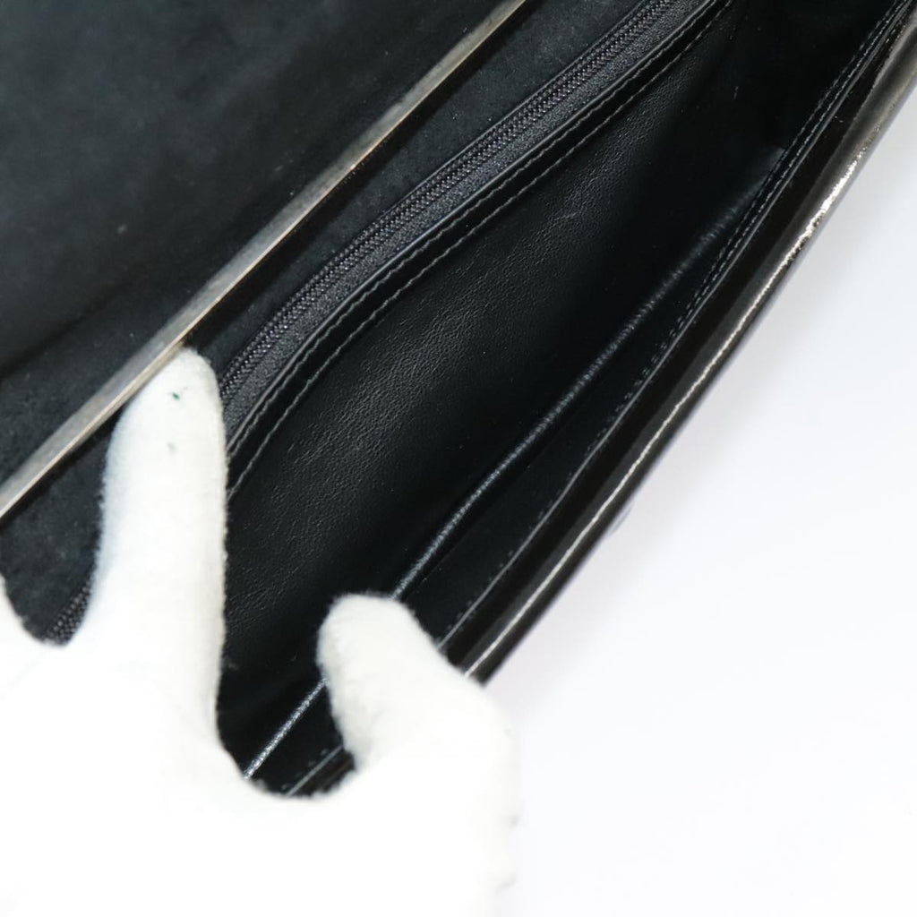 GUCCI Hand Bag Enamel Black Silver 99304