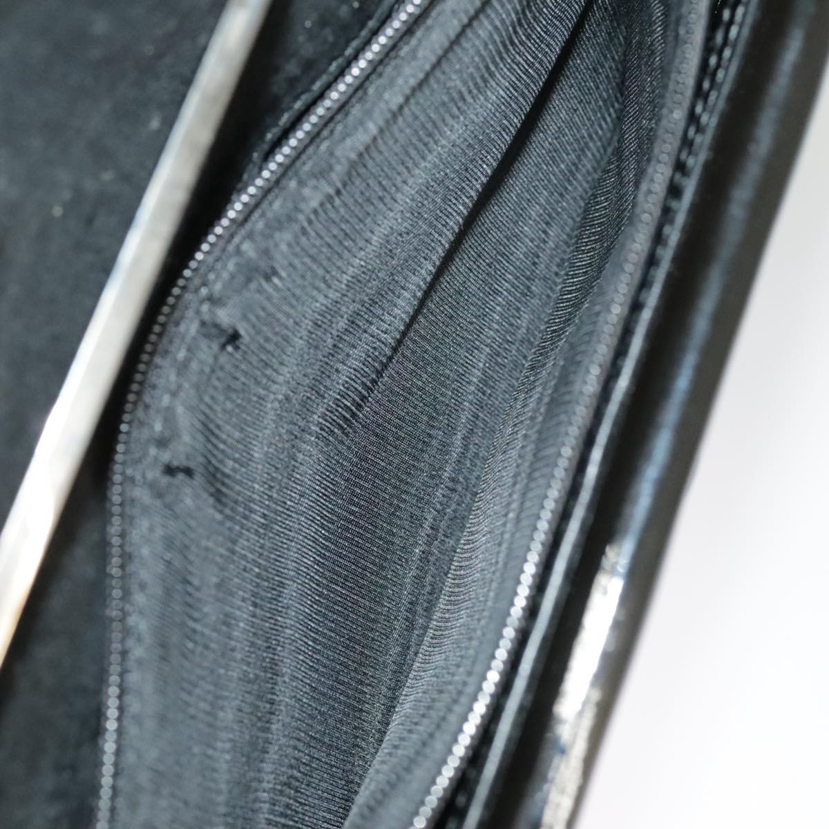 GUCCI Hand Bag Enamel Black Silver 99304