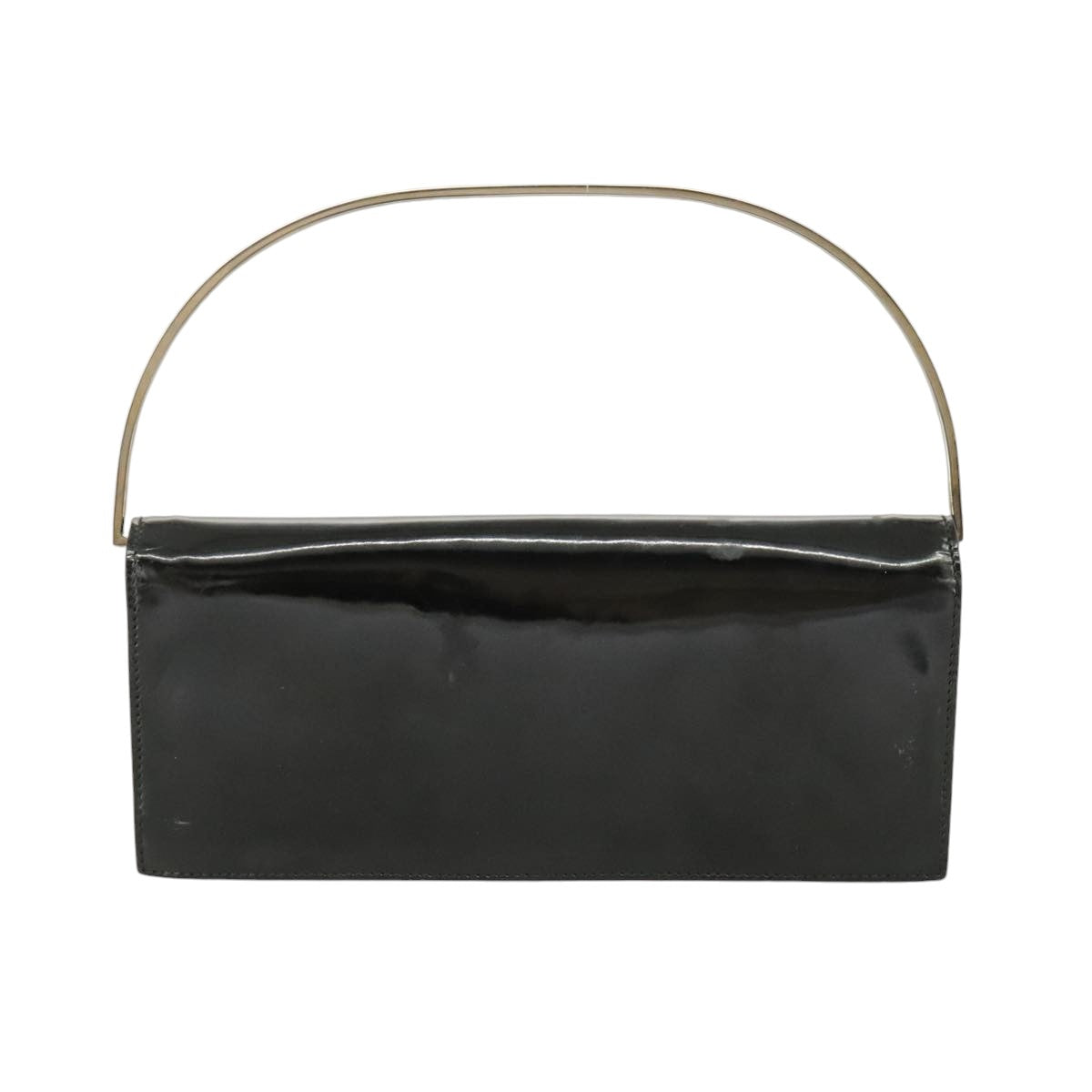 GUCCI Hand Bag Enamel Black Silver 99304