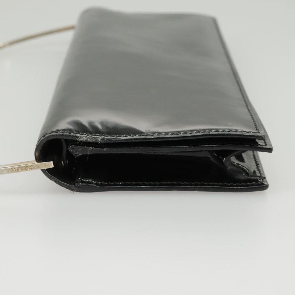 GUCCI Hand Bag Enamel Black Silver 99304