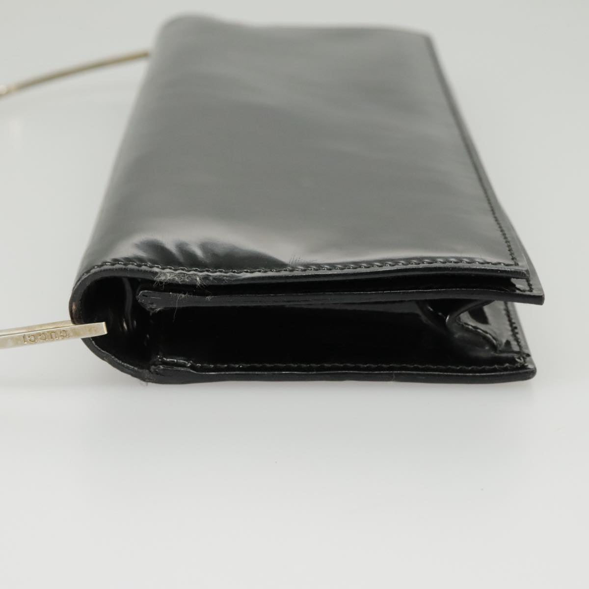 GUCCI Hand Bag Enamel Black Silver 99304