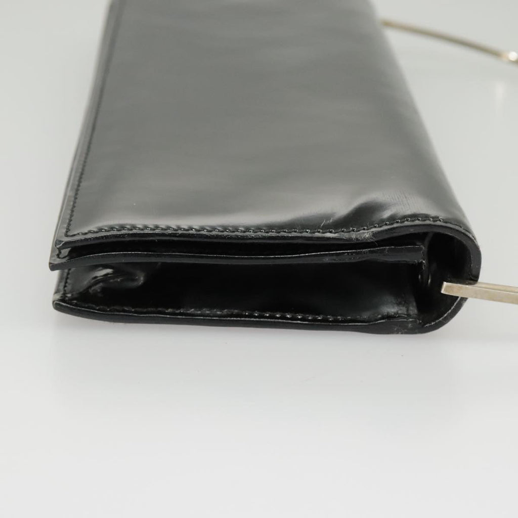 GUCCI Hand Bag Enamel Black Silver 99304