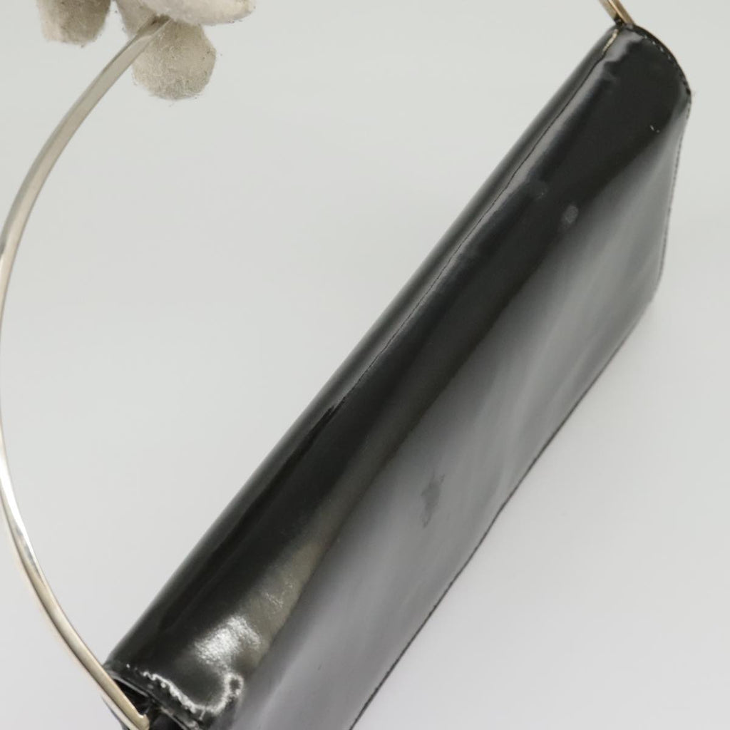 GUCCI Hand Bag Enamel Black Silver 99304