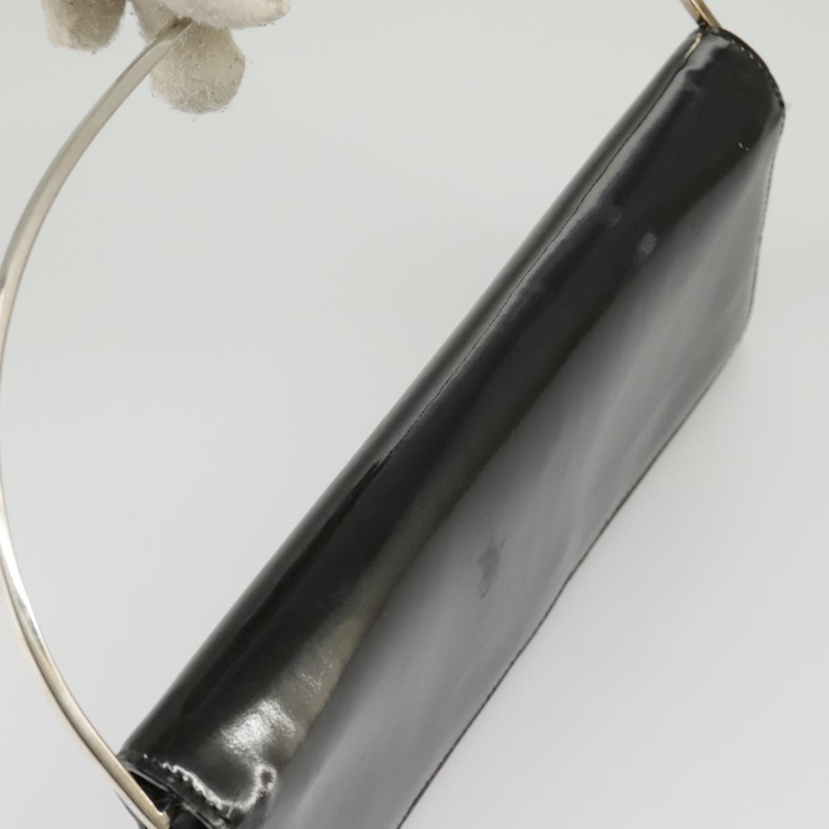 GUCCI Hand Bag Enamel Black Silver 99304