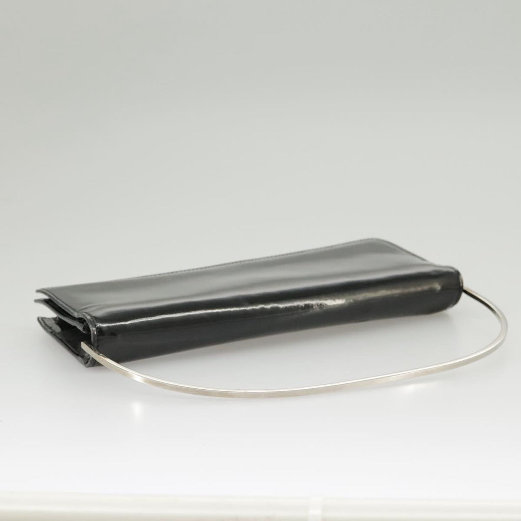 GUCCI Hand Bag Enamel Black Silver 99304