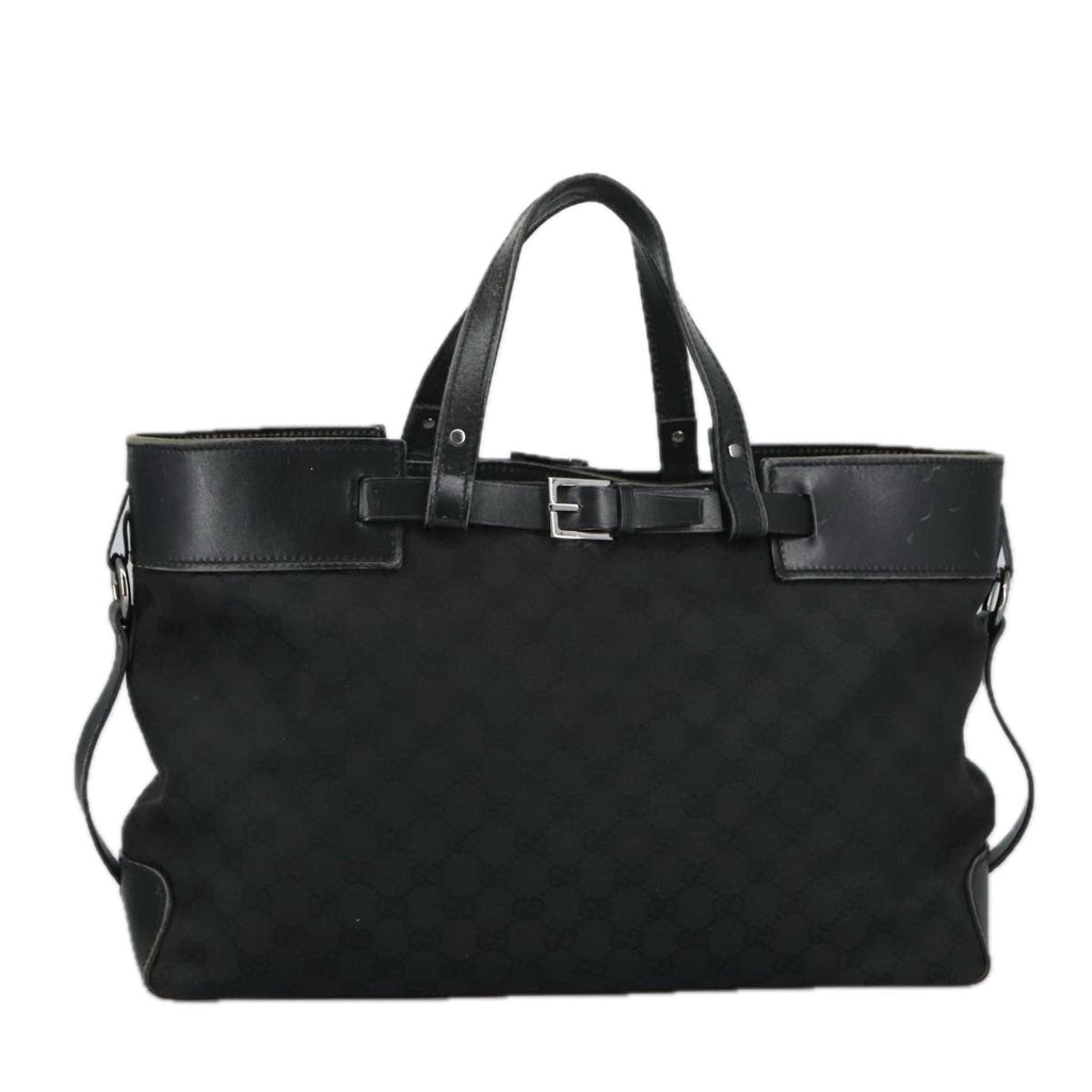 GUCCI GG Canvas Hand Bag Black Silver 106251 99306