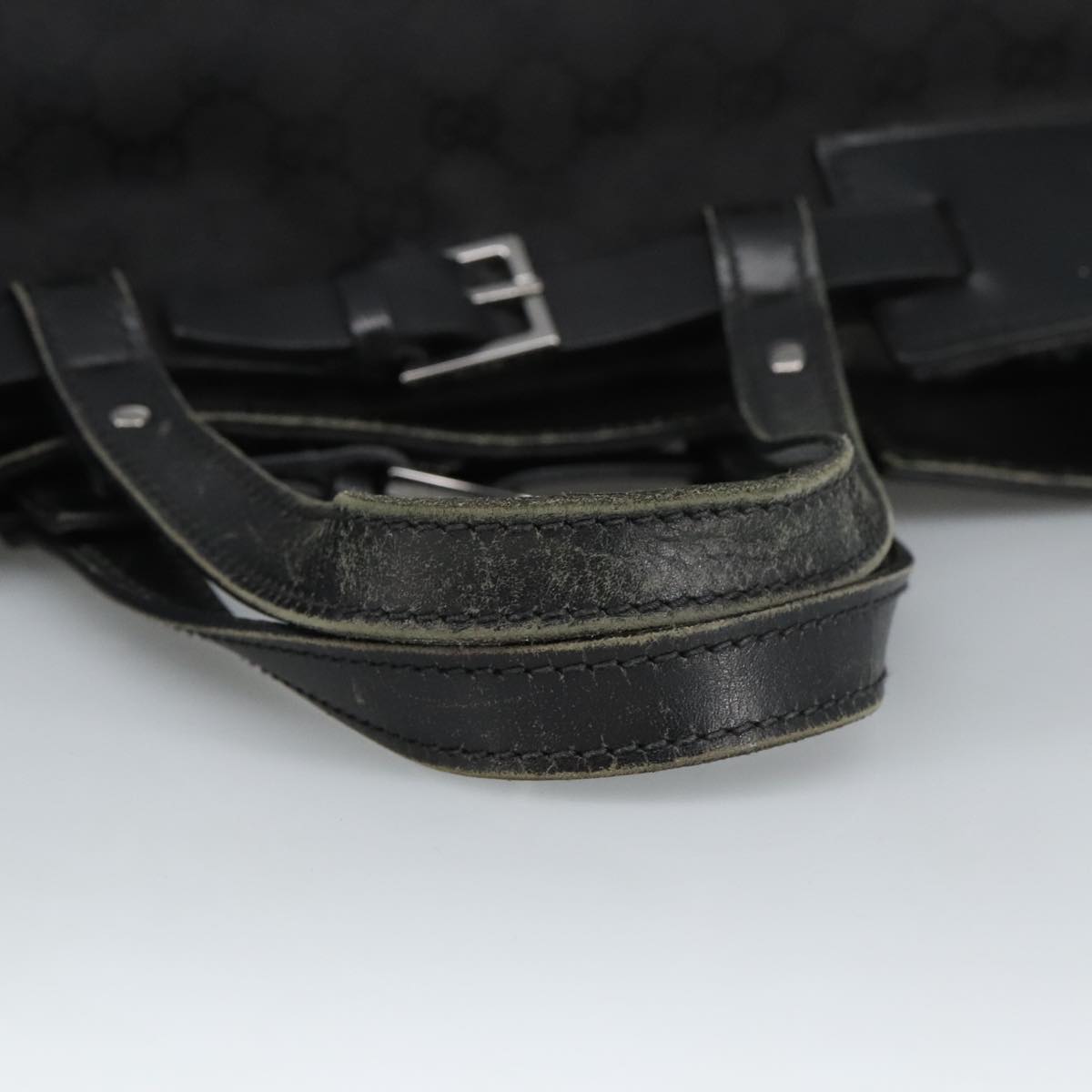 GUCCI GG Canvas Hand Bag Black Silver 106251 99306