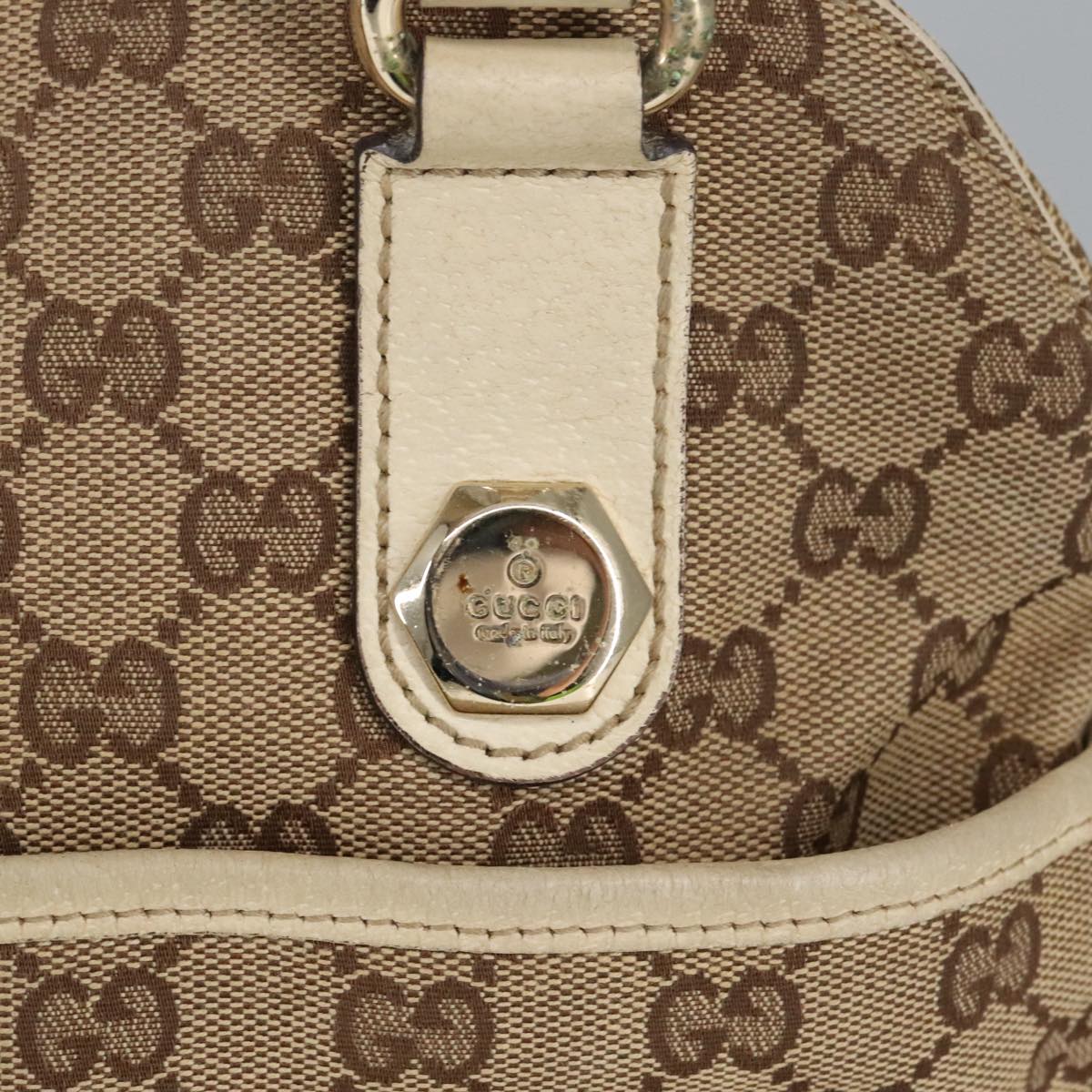 GUCCI GG Canvas Tote Bag Beige Gold 163288 99307