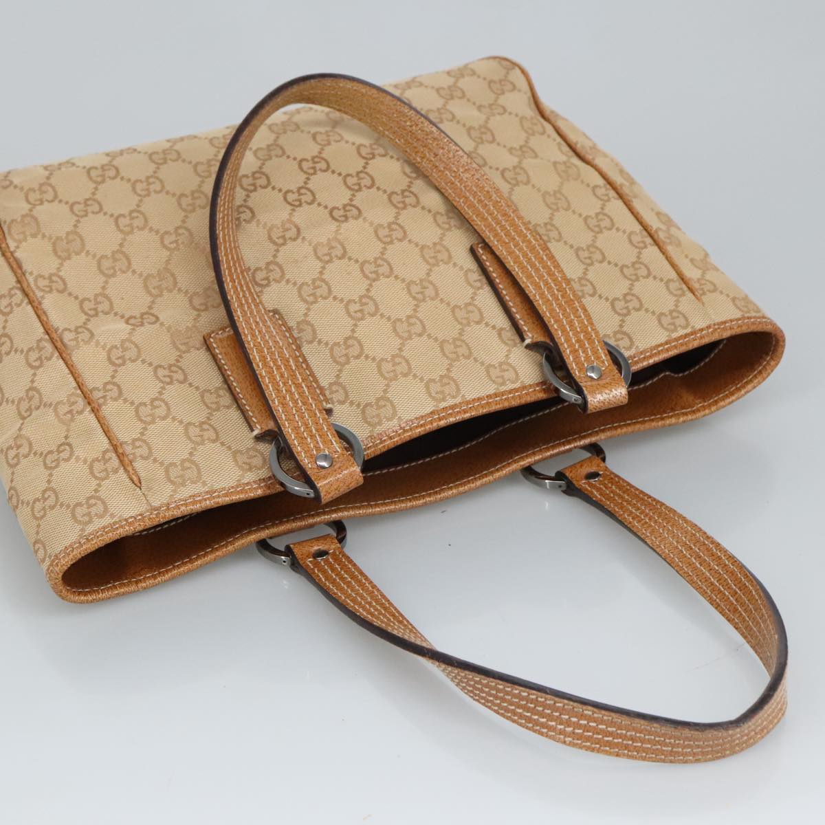 GUCCI GG Canvas Shoulder Bag Beige 113019 99309
