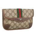 GUCCI GG Supreme Web Sherry Line Pouch PVC Beige Red Green 89 01 021 99314
